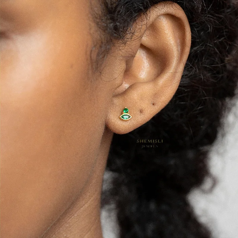Tiny Marquise Studs, White Stone, Emerald, Turquoise, Sapphire, Black Stone, Gold Silver SHEMISLI - SS307, SS308, SS310, SS311, SS333 Tiny Marquise Studs, White Stone, Emerald, Turquoise, Sapphire, Black Stone, Gold Silver SHEMISLI - SS307, SS308, SS310, SS311, SS333