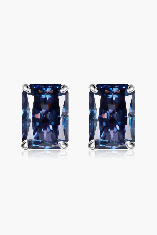 Minimalist hoop earrings2 Carat Rectangle Moissanite 4-Prong Stud Earrings